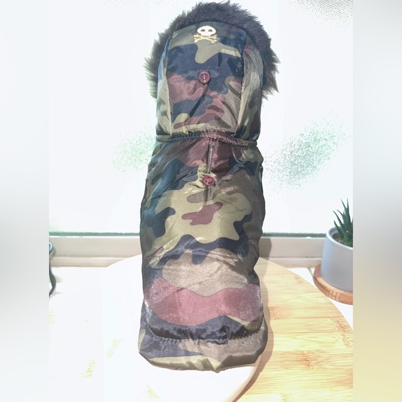 SimplyDog - Faux fur hood camo dog jacket - Picture 7 of 8